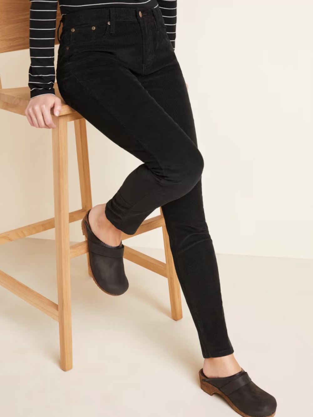 Garnet Hill Essential Slim Corduroy Pants Black Stretch Organic Cotton Preppy-12